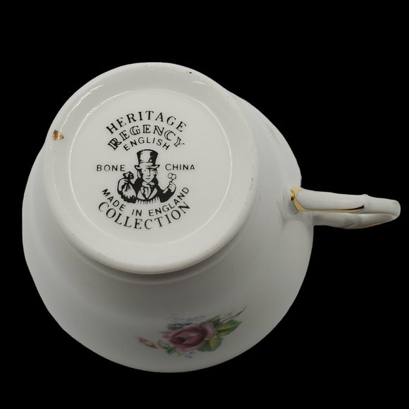 Heritage Regency English Teacup Coffee Cup Saucer Mother Floral Bone China - Picture 7 of 12